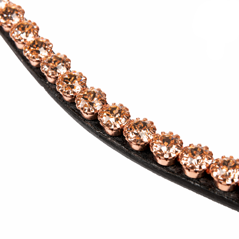 LeMieux Classic Diamante Browband - Brown Leather Rose-3